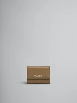 Wallets & Small Leather Goods>Marni Brown Leather Trifold Wallet With Mending CRETA