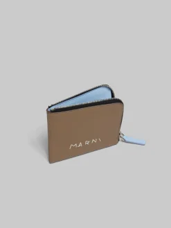 Wallets & Small Leather Goods>Marni Brown Leather Zip-around Wallet With Mending CRETA