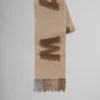Scarves>Marni Brown Mohair And Wool Scarf With Maxi Logo NOMAD/BEIGE