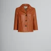 Coats & Jackets>Marni Brown Nappa Leather Jacket GOLDBROWN