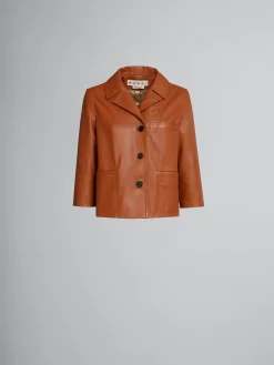Coats & Jackets>Marni Brown Nappa Leather Jacket GOLDBROWN