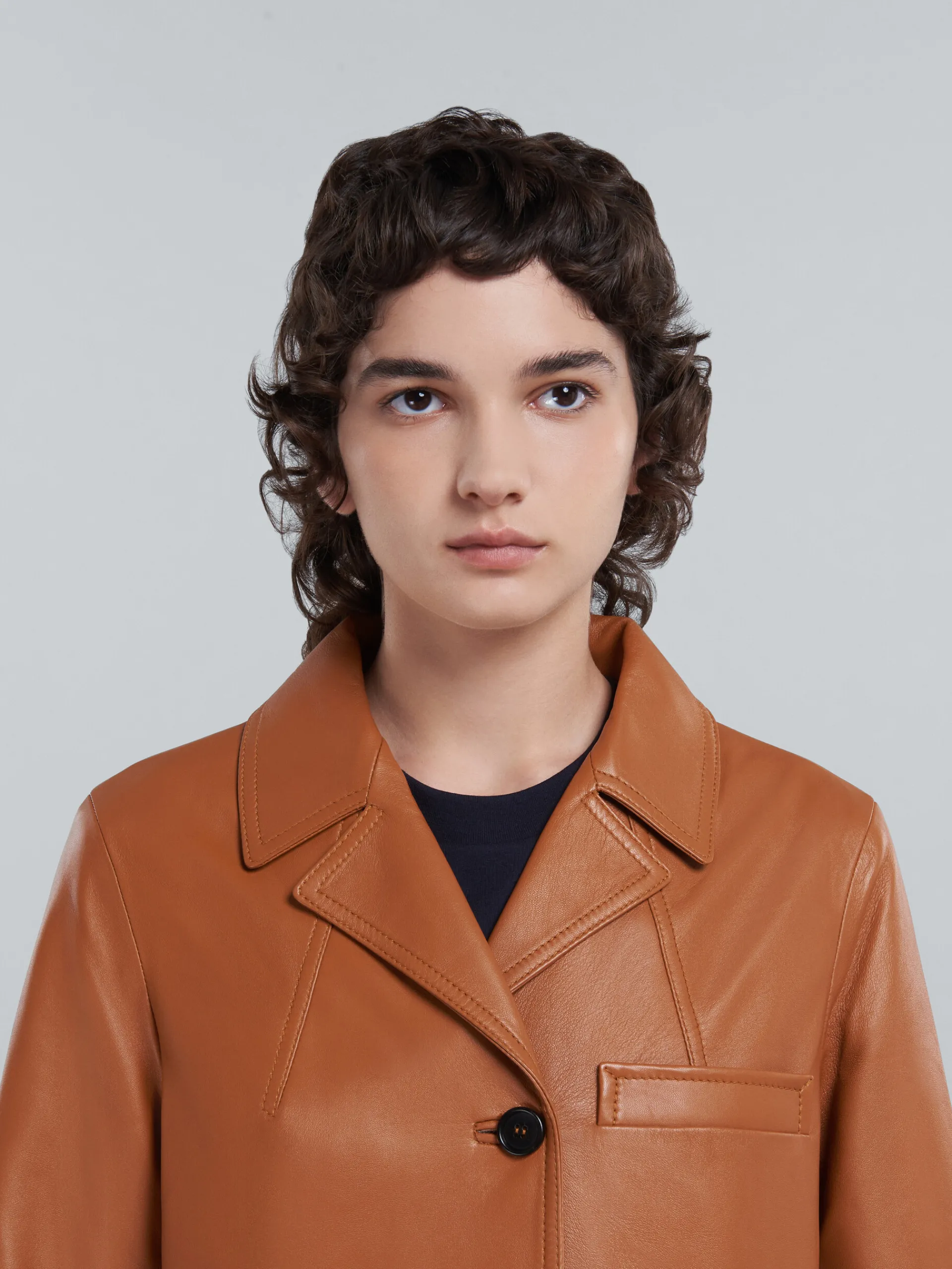 Coats & Jackets>Marni Brown Nappa Leather Jacket GOLDBROWN