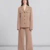 Matching Sets | Denim>Marni Brown Organic Denim Blazer With Contrast Stitching RAISIN