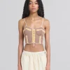 Denim | Tops & T-Shirts>Marni Brown Organic Denim Cami With Crochet Details RAISIN