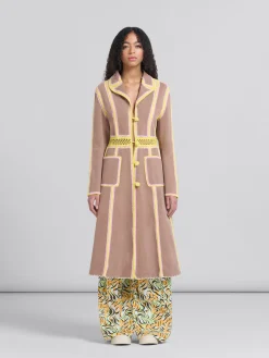 Denim | Coats & Jackets>Marni Brown Organic Denim Coat With Crochet Details RAISIN