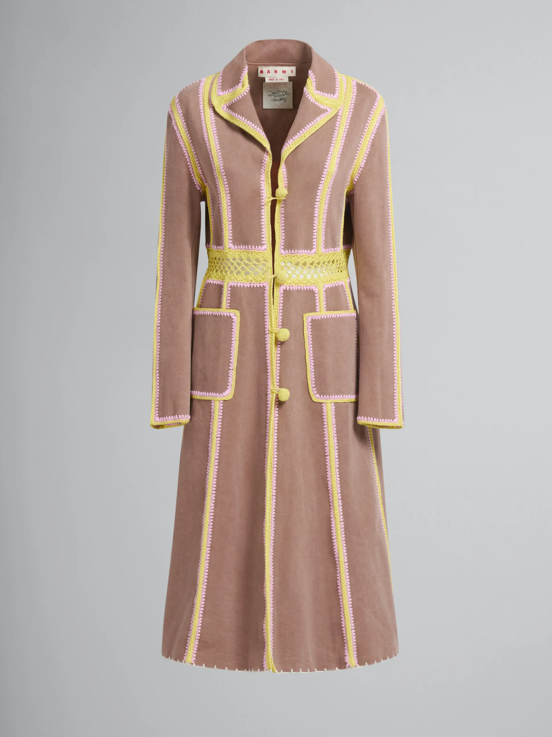 Denim | Coats & Jackets>Marni Brown Organic Denim Coat With Crochet Details RAISIN