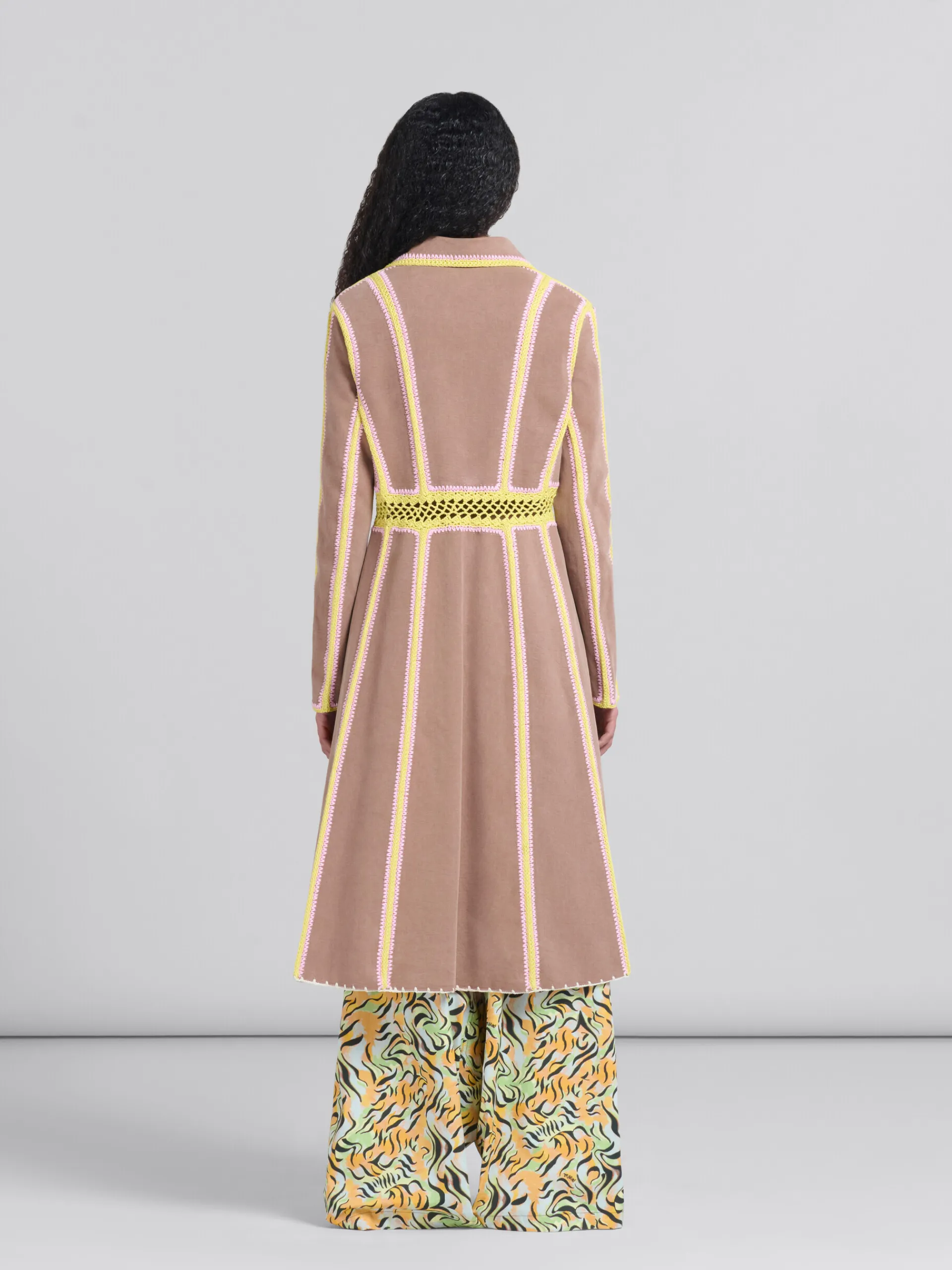 Denim | Coats & Jackets>Marni Brown Organic Denim Coat With Crochet Details RAISIN