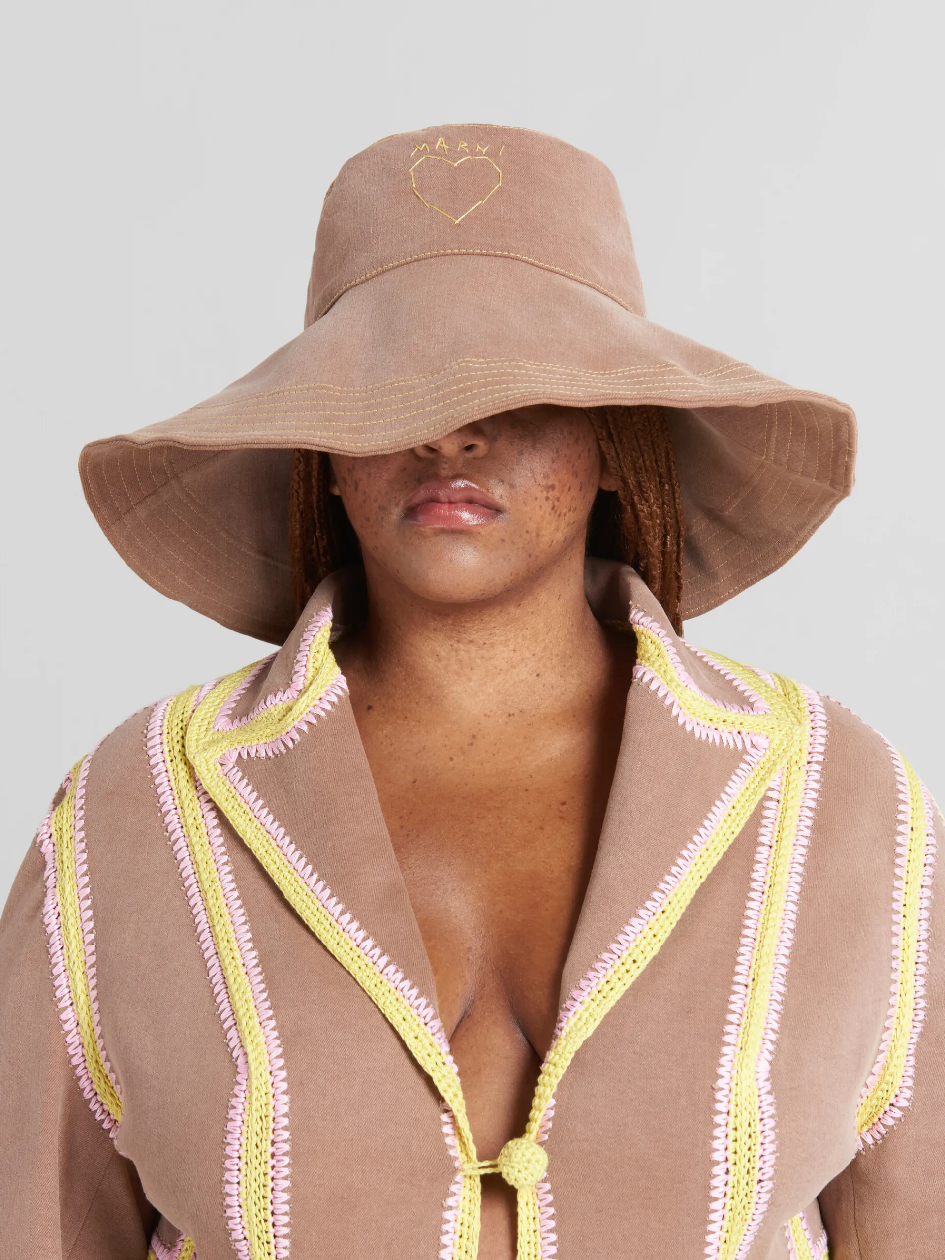Hats>Marni Brown Organic Denim Hat RAISIN