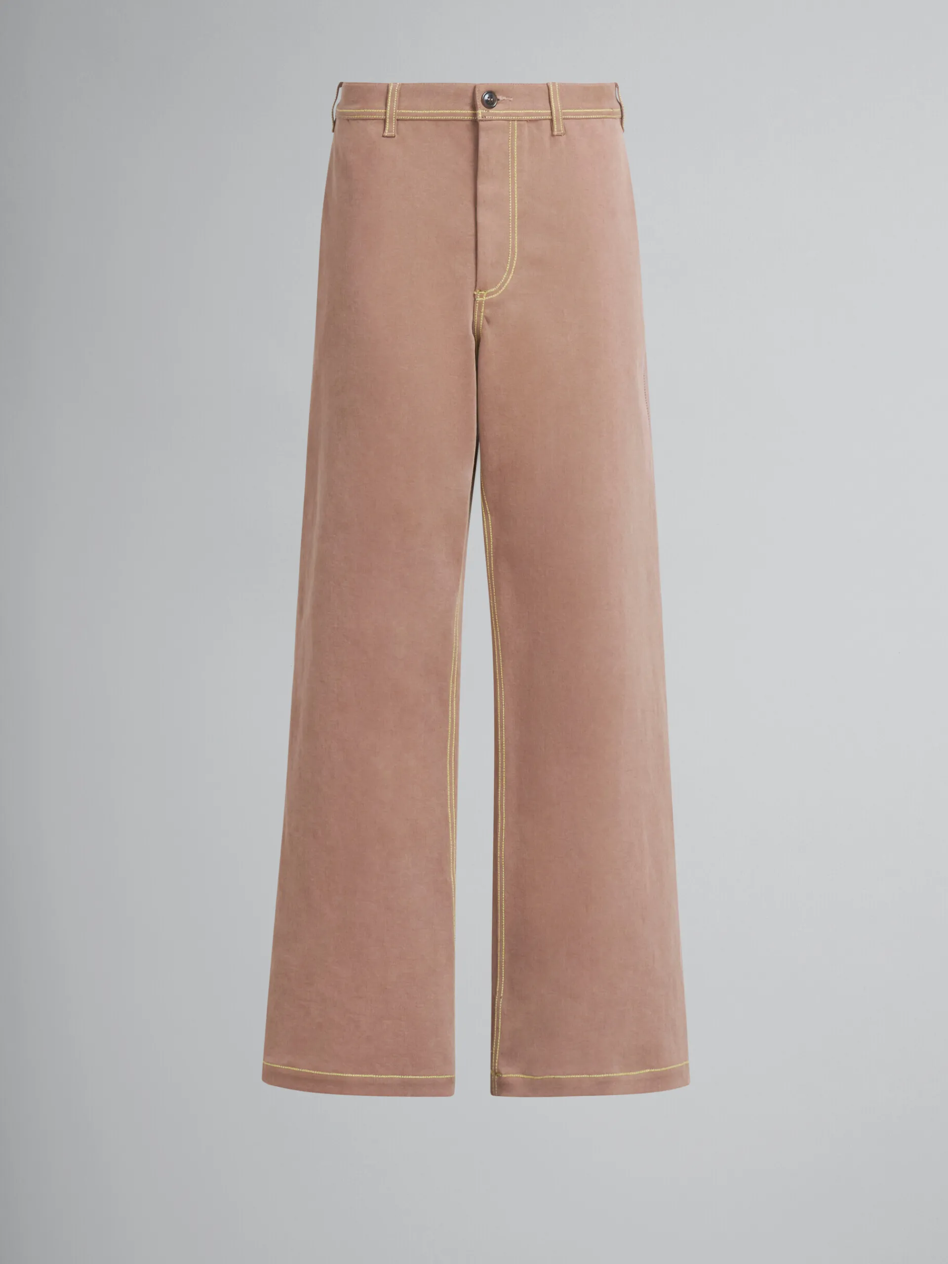 Matching Sets | Denim>Marni Brown Organic Denim Trousers With Contrast Stitching RAISIN