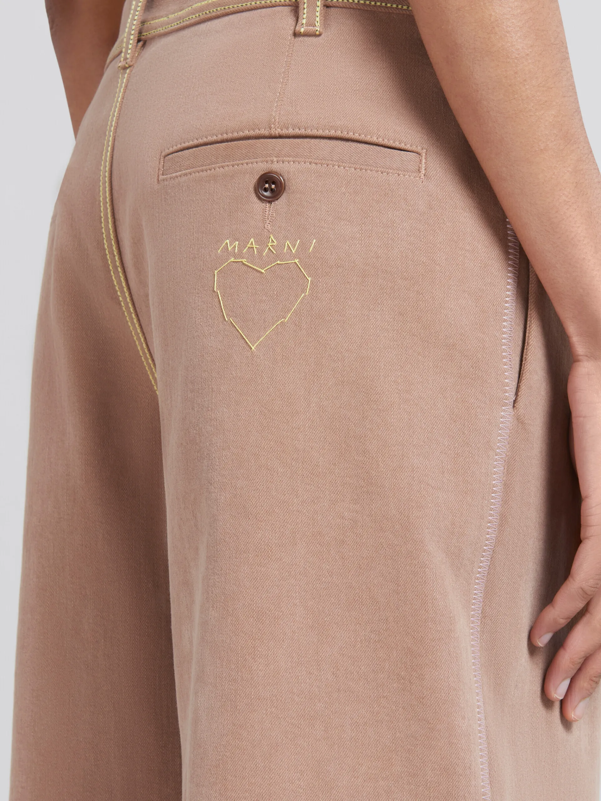 Matching Sets | Denim>Marni Brown Organic Denim Trousers With Contrast Stitching RAISIN