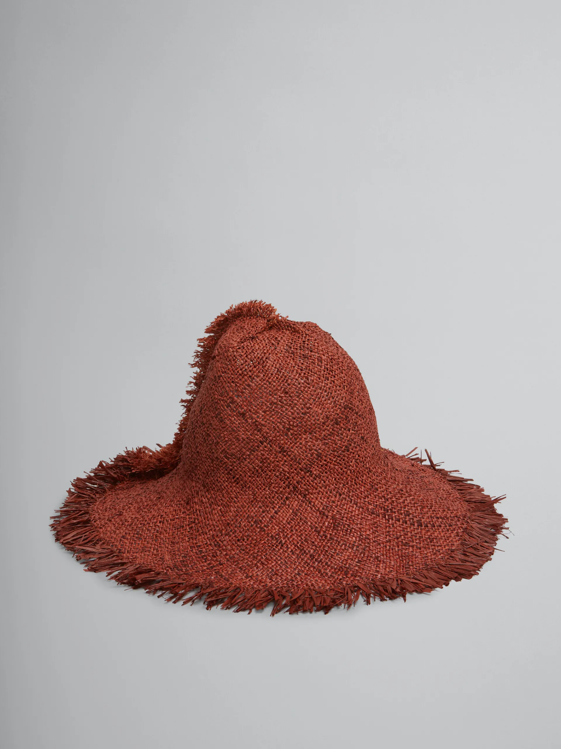 Hats>Marni Brown Raffia Hat With Fringed Brim COGNAC