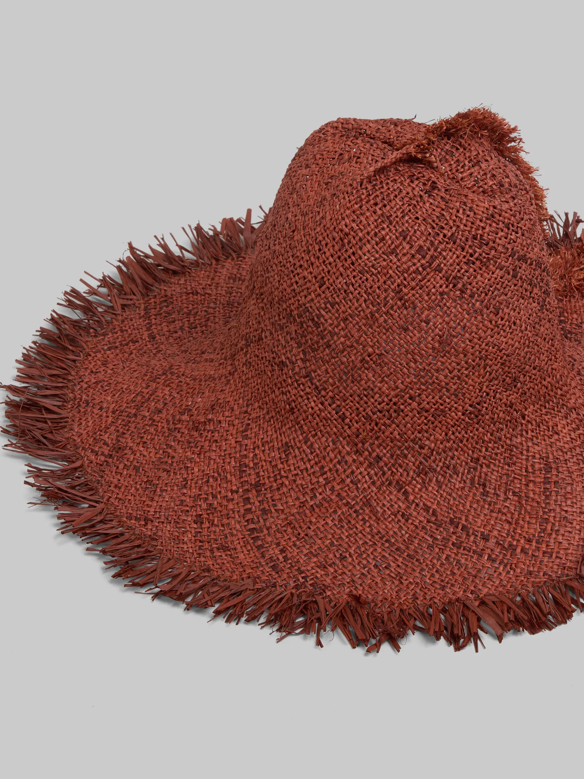 Hats>Marni Brown Raffia Hat With Fringed Brim COGNAC
