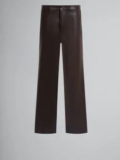 Pants>Marni Brown Wool And Coated Fabric Trousers ATMOSPHERE