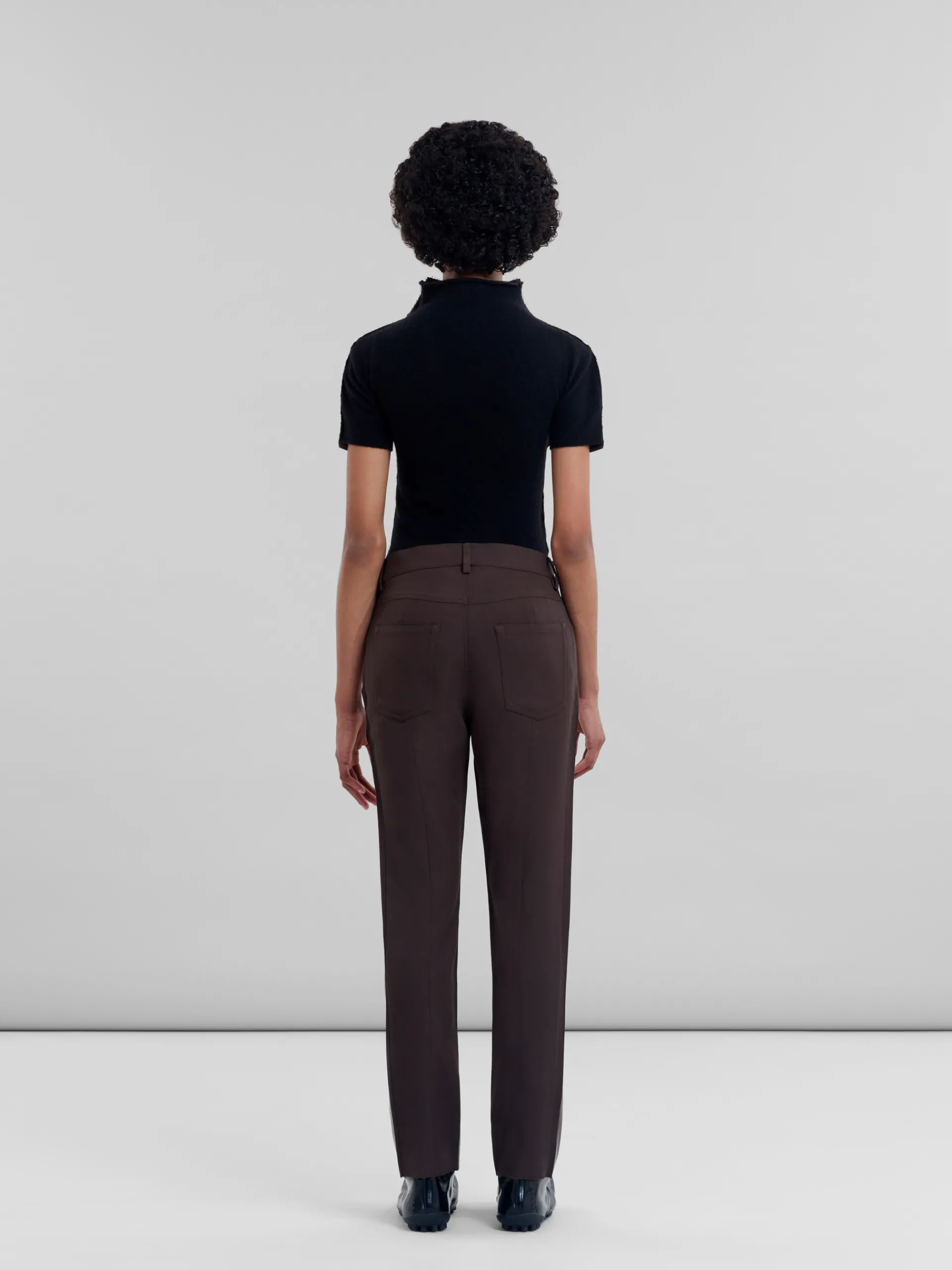 Pants>Marni Brown Wool And Coated Fabric Trousers ATMOSPHERE