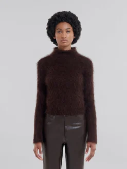 Knitwear>Marni Brushed Brown Mohair Turtleneck CHESTNUT