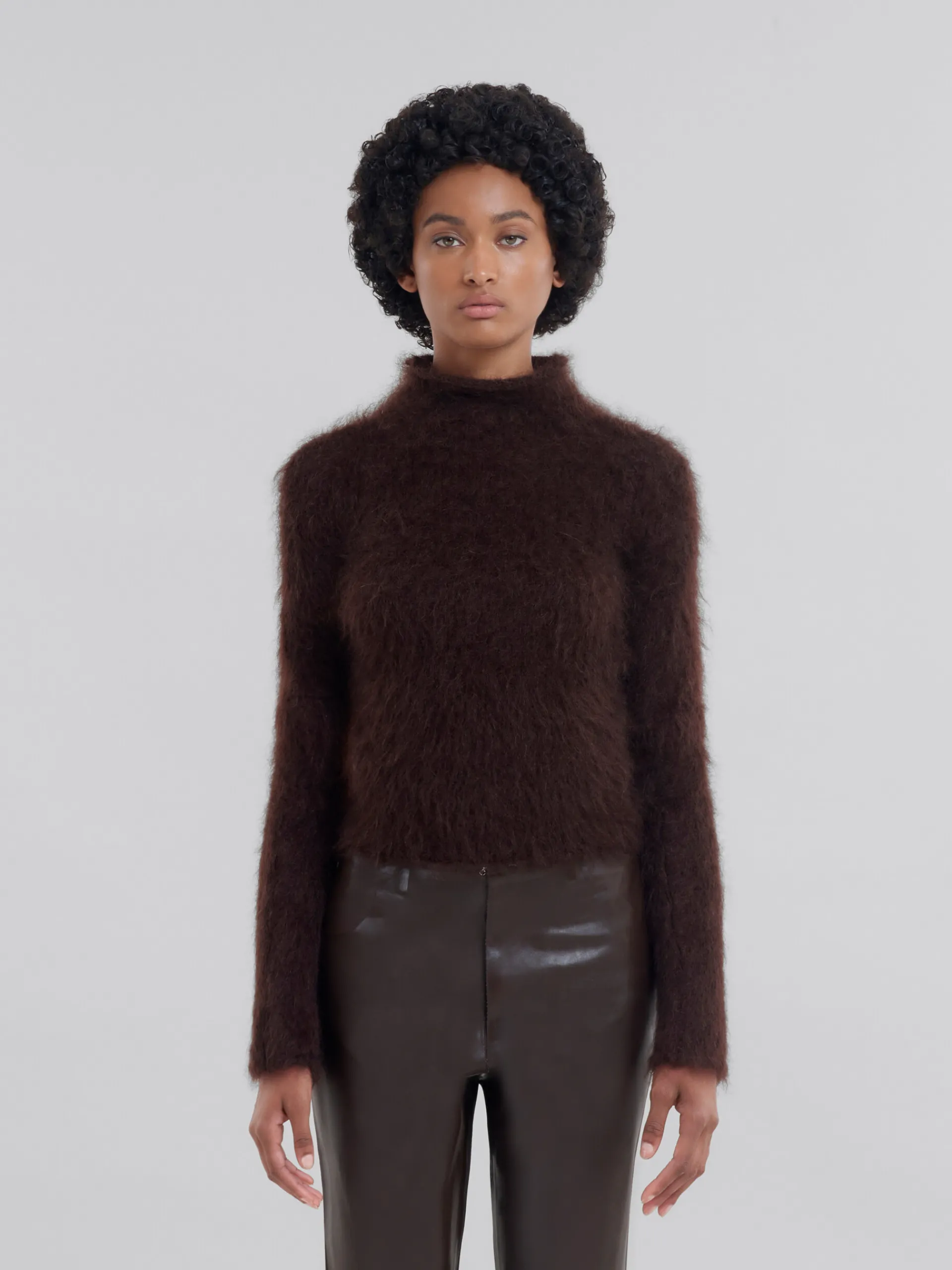 Knitwear>Marni Brushed Brown Mohair Turtleneck CHESTNUT