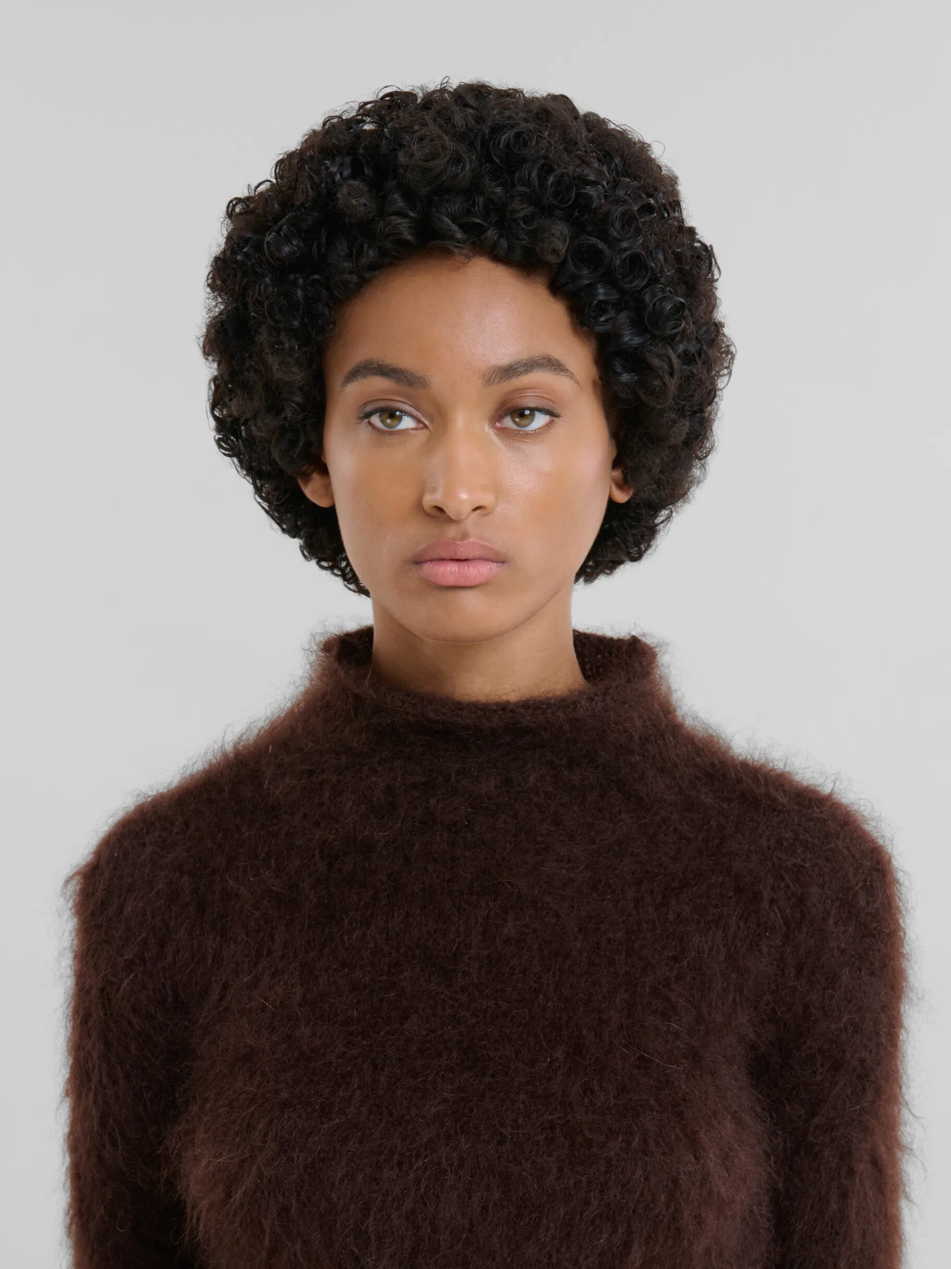 Knitwear>Marni Brushed Brown Mohair Turtleneck CHESTNUT