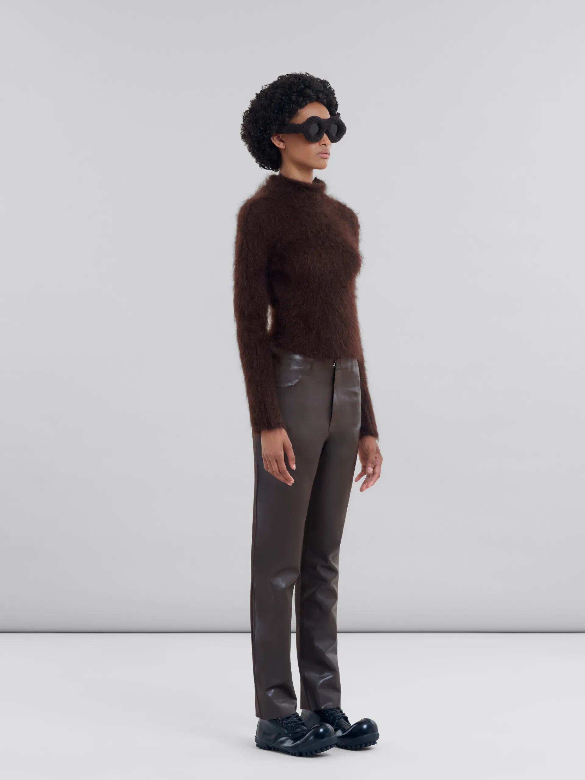 Knitwear>Marni Brushed Brown Mohair Turtleneck CHESTNUT