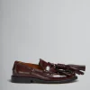 Flats>Marni Burgundy Leather Bambi Loafer With Maxi Tassels DARK BURGUNDY