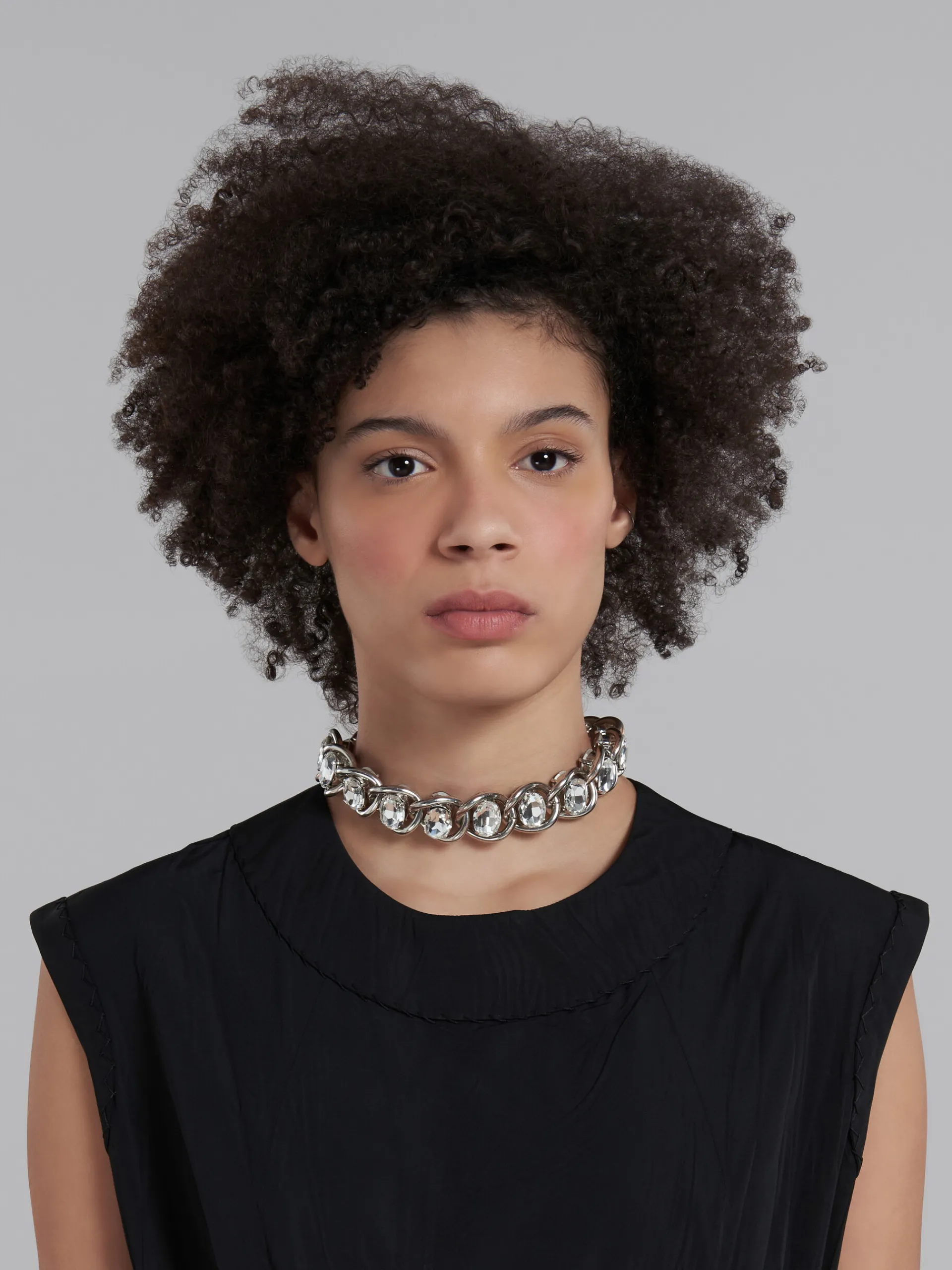 Necklaces>Marni Chunky Chain Necklace With Rhinestones GLASS