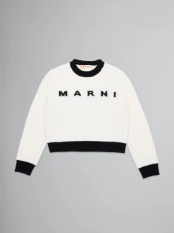 Kids>Marni Colorblock Wool-cashmere Blend Crewneck Sweater NATURAL