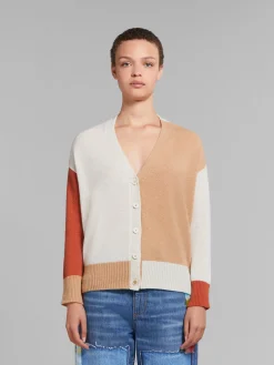 Knitwear>Marni Cream Colour-block Cashmere Cardigan ALABASTER