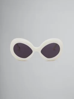 Sunglasses | Sunglasses>Marni Cream Lake Of Fire Sunglasses OFF-WHITE