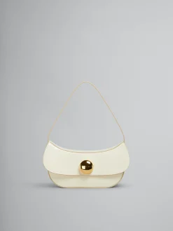 Shoulder Bags>Marni Cream Leather Butterfly Medium Hobo Bag SHELL