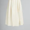 Skirts>Marni Cream Nappa Leather Elasticated Midi Skirt WHITE