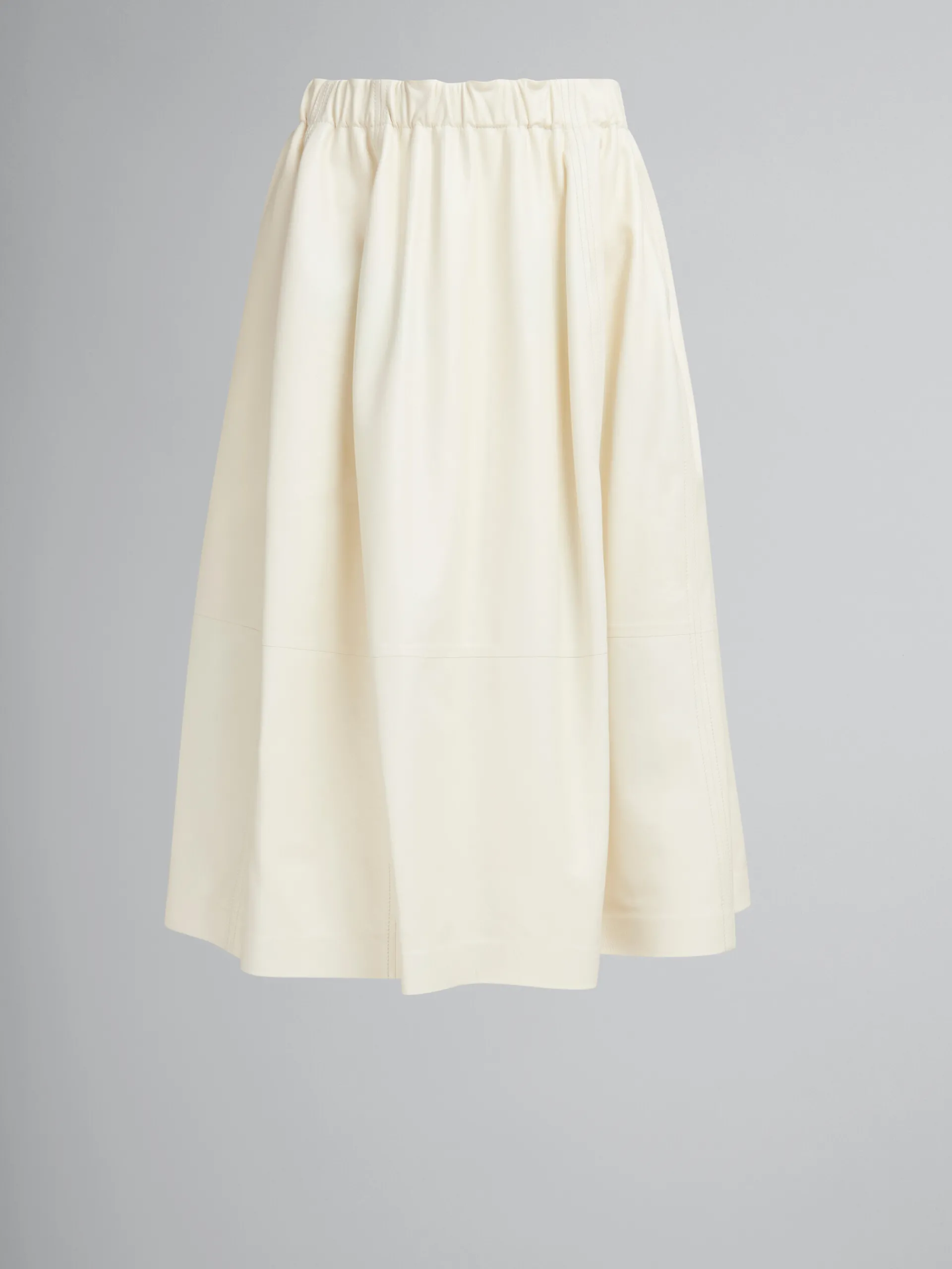 Skirts>Marni Cream Nappa Leather Elasticated Midi Skirt WHITE