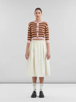 Skirts>Marni Cream Nappa Leather Elasticated Midi Skirt WHITE
