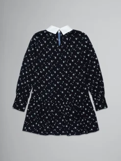 Kids>Marni Crepe Fabric Dress With Stardust Print BLACK