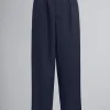 Pants>Marni Cropped Trousers In Cool Wool With Drawstring At The Waist BLUBLACK