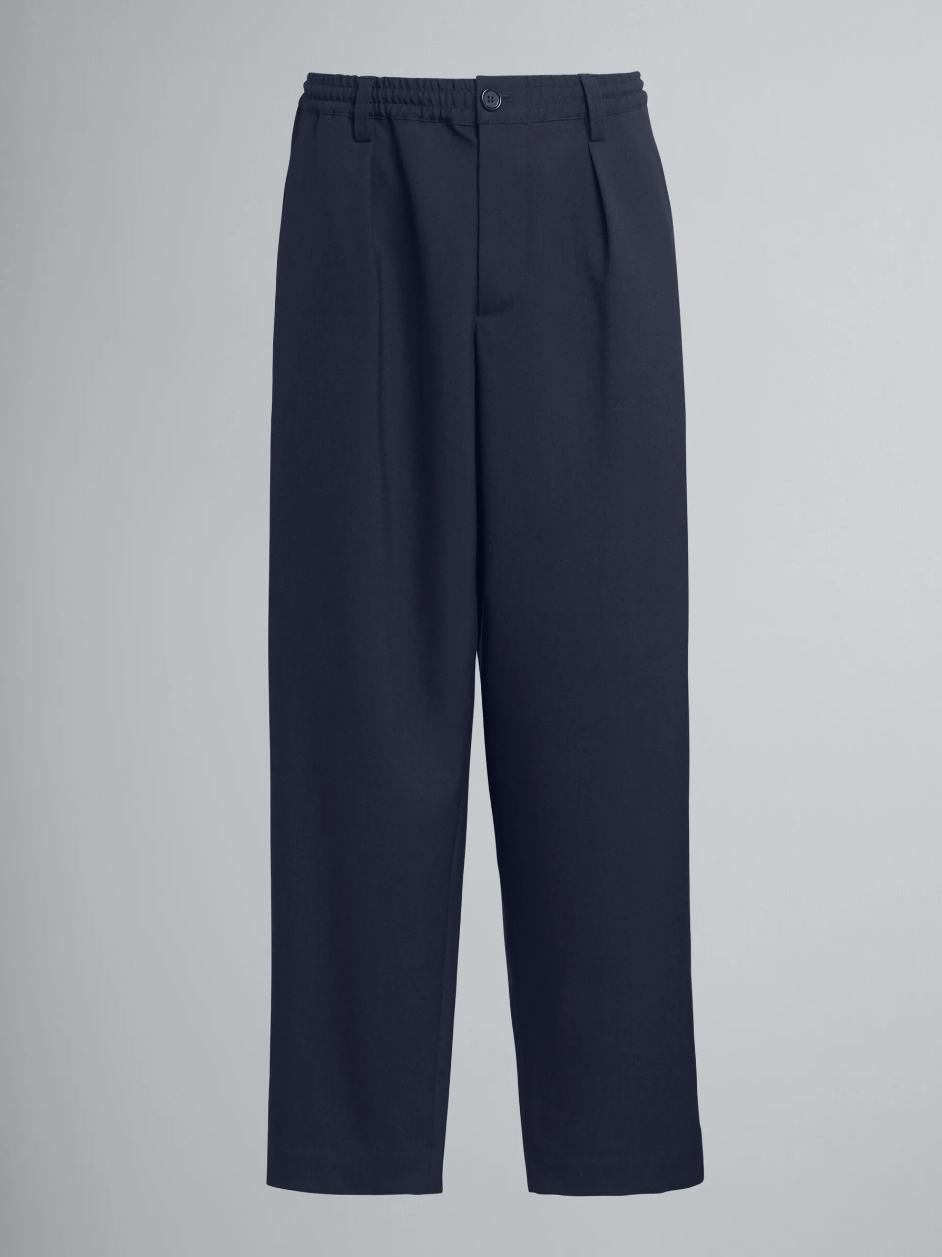 Pants>Marni Cropped Trousers In Cool Wool With Drawstring At The Waist BLUBLACK