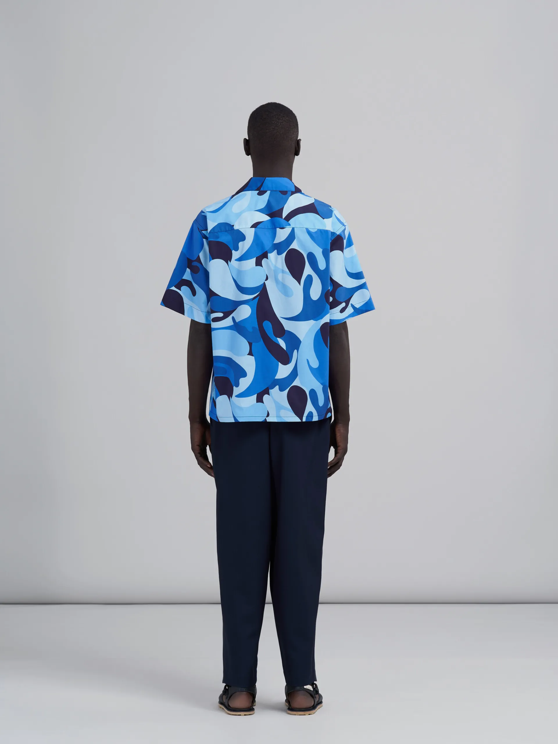 Pants>Marni Cropped Trousers In Cool Wool With Drawstring At The Waist BLUBLACK