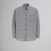 Tops & T-Shirts>Marni Deep Blue Checked Tech Wool Shirt BLUBLACK