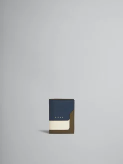 Wallets & Small Leather Goods>Marni Deep Blue Cream And Green Saffiano Leather Bi-fold Wallet NIGHT BLUE/TALC/DUSTY OLIVE