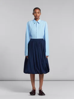 Skirts>Marni Deep Blue Organic Poplin Balloon Midi Skirt BLUBLACK