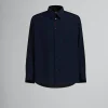 Tops & T-Shirts>Marni Deep Blue Tropical Wool Shirt With Contrast Back BLUBLACK