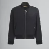 Coats & Jackets>Marni Deep Blue Twill Bomber Jacket With Contrast Back BLUBLACK