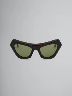 Sunglasses | Sunglasses>Marni Devil's Pool Havana Sunglasses OLIVEGREEN/RED/BORDEAUX