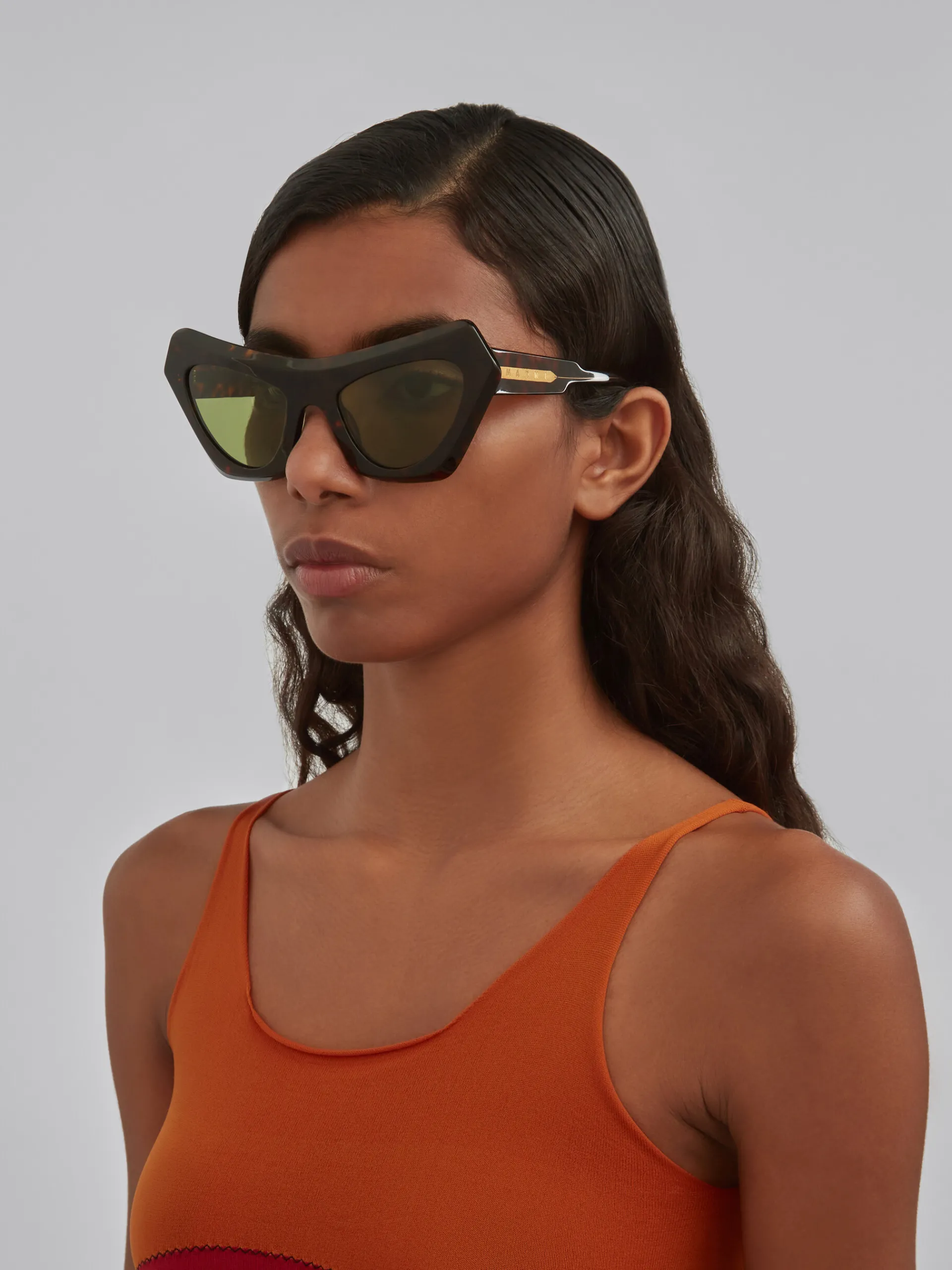 Sunglasses | Sunglasses>Marni Devil's Pool Havana Sunglasses OLIVEGREEN/RED/BORDEAUX