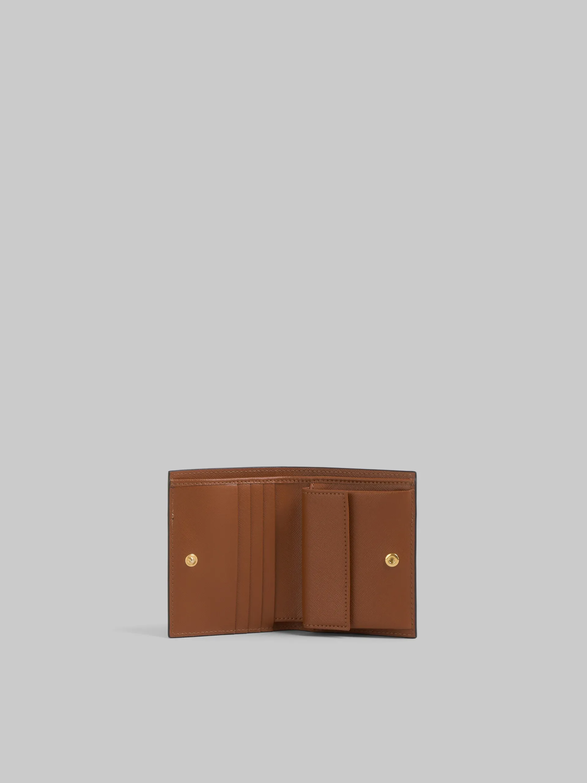 Wallets & Small Leather Goods>Marni Dusty Pink, Pink And Brown Saffiano Leather Bi-fold Wallet ARABESQUE/TALC/BLUMARINE