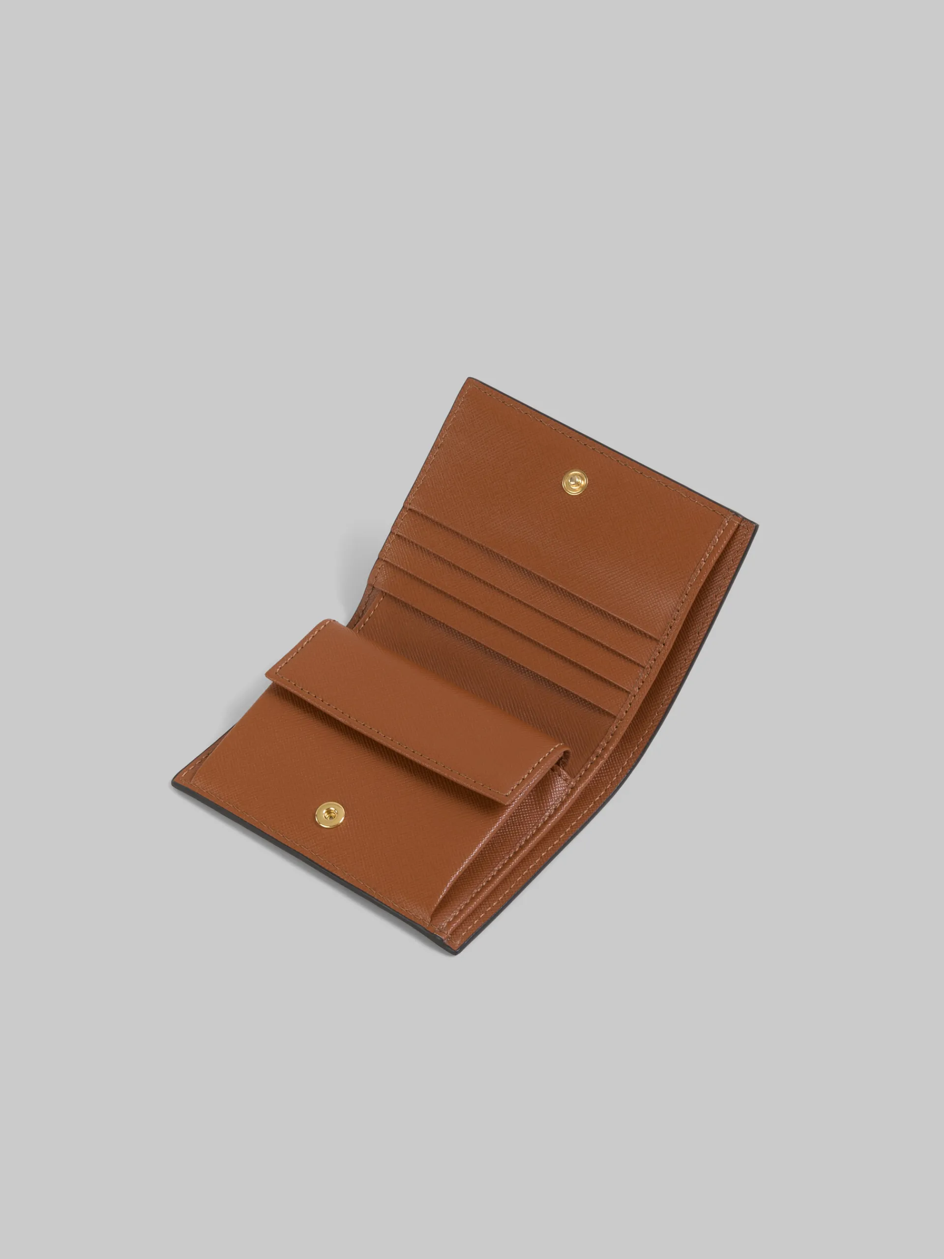 Wallets & Small Leather Goods>Marni Dusty Pink, Pink And Brown Saffiano Leather Bi-fold Wallet ARABESQUE/TALC/BLUMARINE