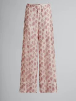Pants>Marni Dusty Pink Silk Palazzo Trousers With Crayon Leopard Print ANTIQUEROSE