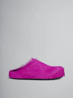 Fussbett Sabot>Marni Long-hair Calfskin Fussbett Sabot FUCHSIA
