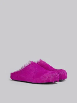 Flats | Fussbett>Marni Long-hair Calfskin Fussbett Sabot FUCHSIA