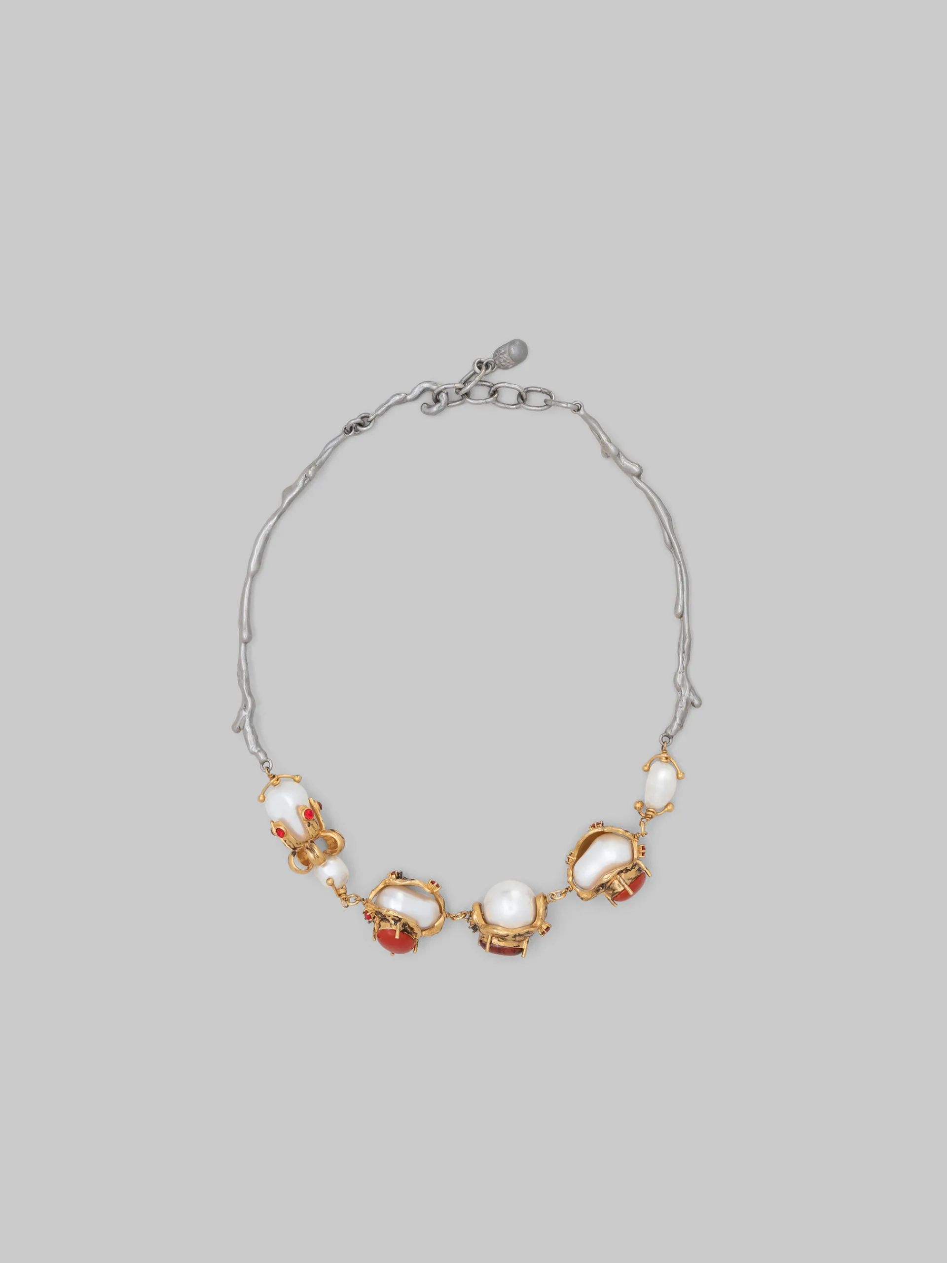 Necklaces>Marni Gold And Palladium Branch Necklace With Encased Charms PEARL