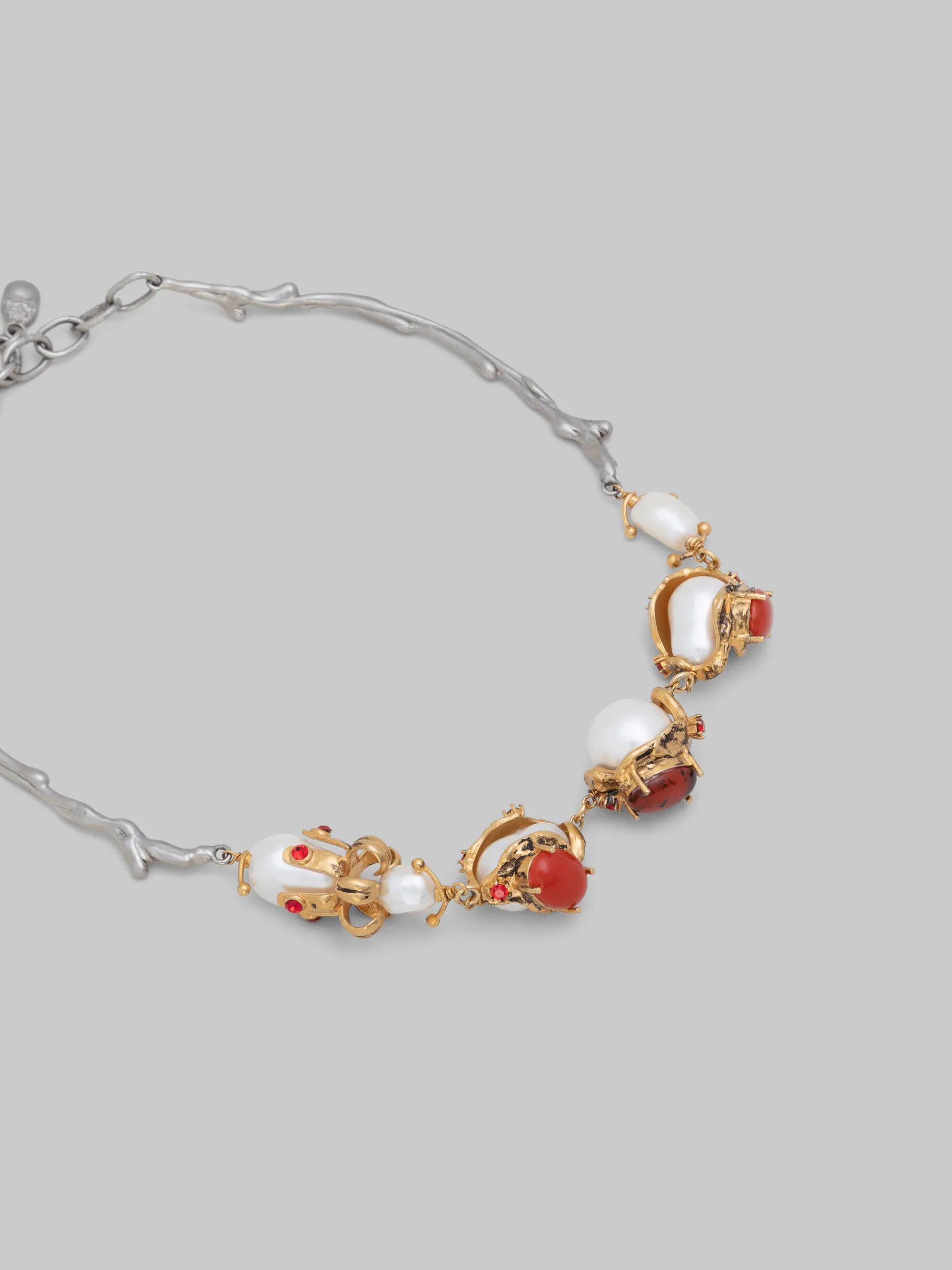 Necklaces>Marni Gold And Palladium Branch Necklace With Encased Charms PEARL