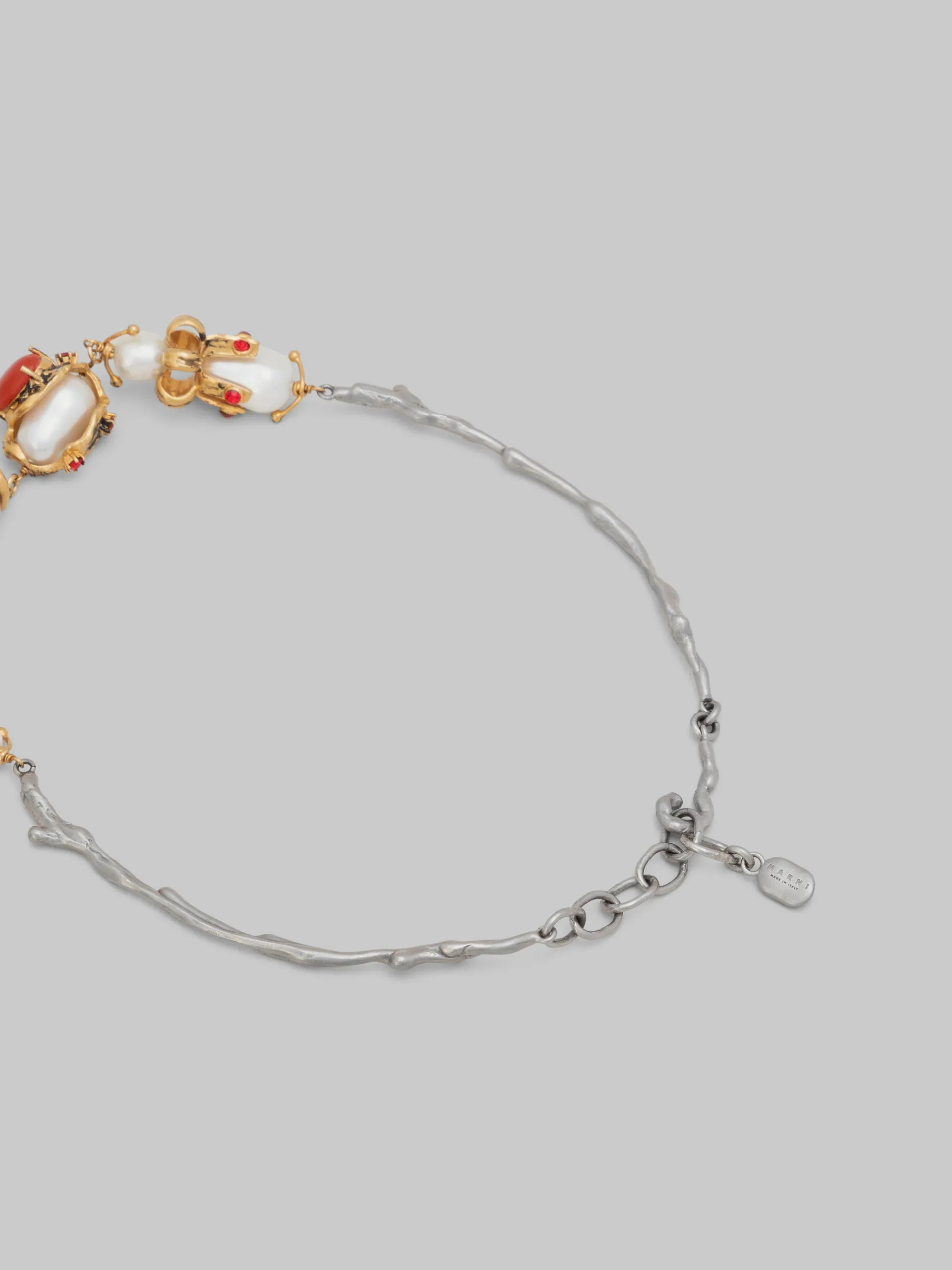 Necklaces>Marni Gold And Palladium Branch Necklace With Encased Charms PEARL